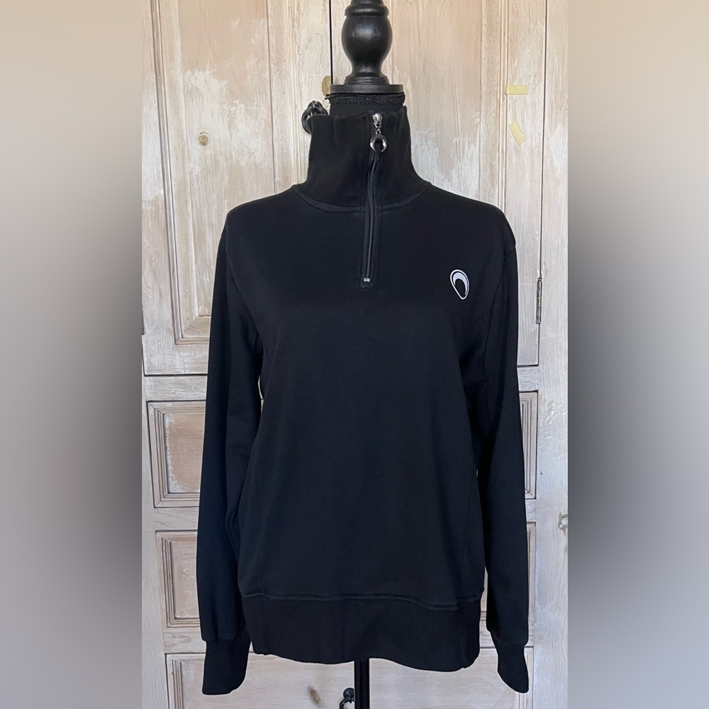 Marine Serre Futurewear Black Quarter Zipper Sweatshirt